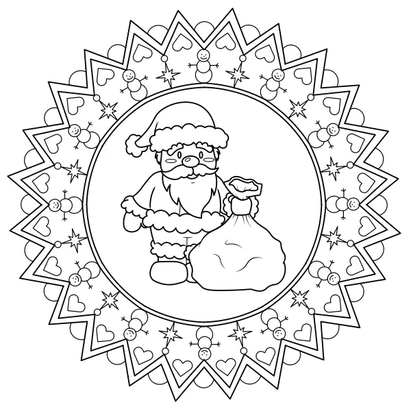 Mandala com São Nicolau | Desenhos para colorir online para crianças