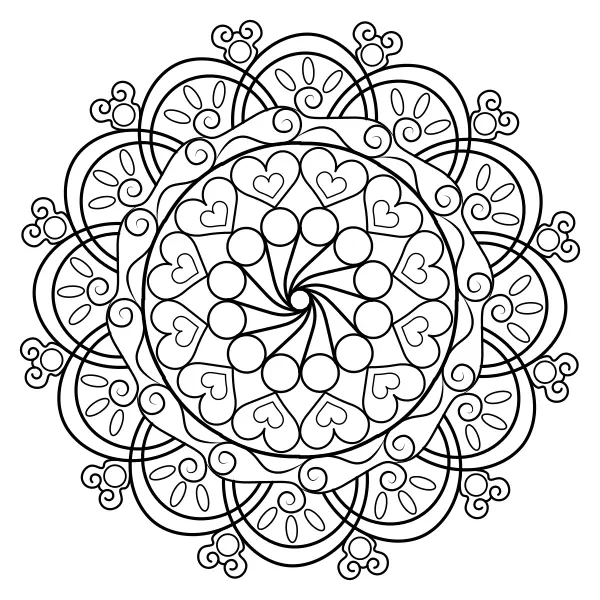 Mandala com corações | Desenhos para colorir online para crianças