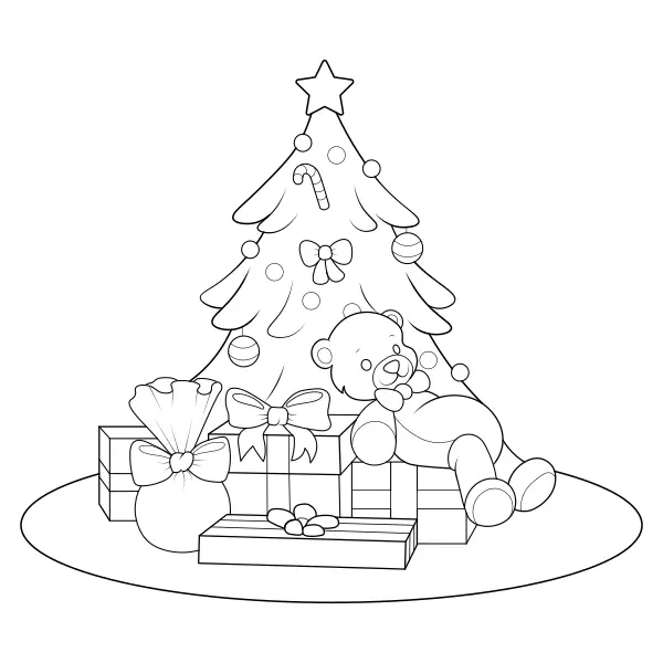 Árvore de Natal e presentes | Desenhos para colorir online para crianças