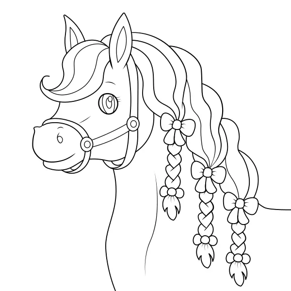 Cavalo com tranças | Desenhos para colorir online para crianças
