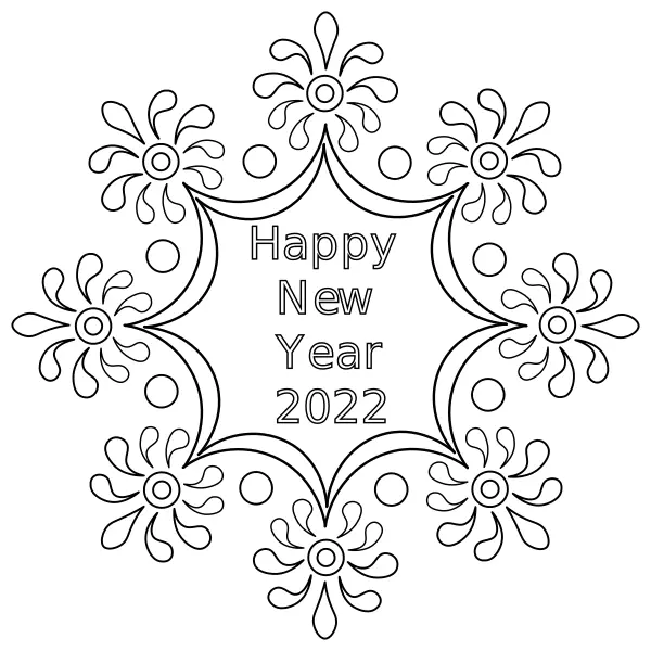 Mandala – Feliz Ano Novo de 2022 | Desenhos para colorir online para crianças
