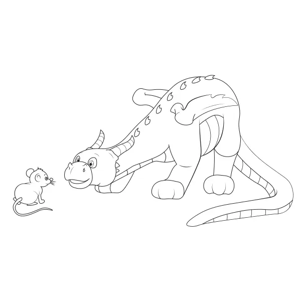 O dragão e o rato | Desenhos para colorir online para crianças