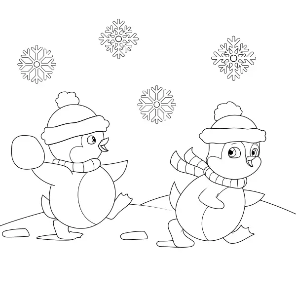 Batalha de bolas de pinguim | Desenhos para colorir online para crianças