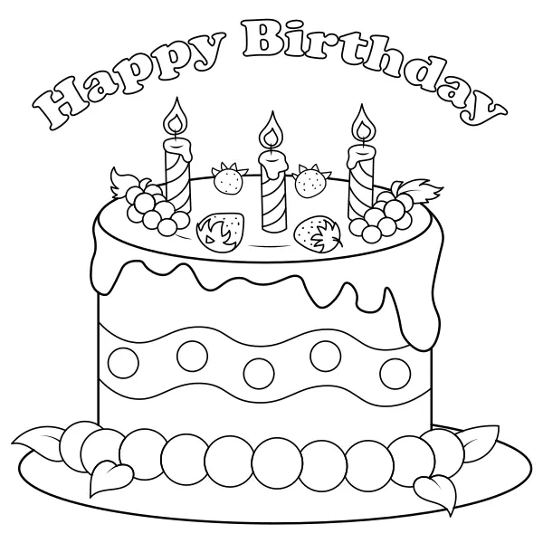 Bolo de aniversário | Desenhos para colorir online para crianças
