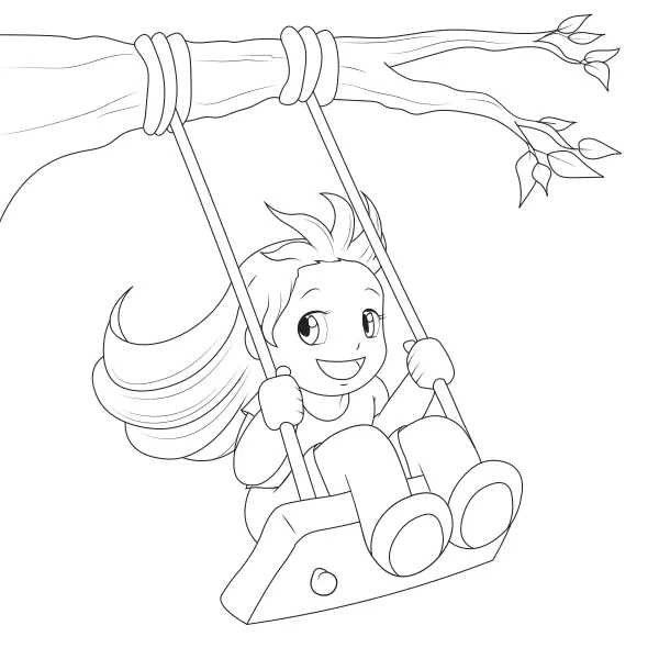 A rapariga no baloiço | Desenhos para colorir online para crianças