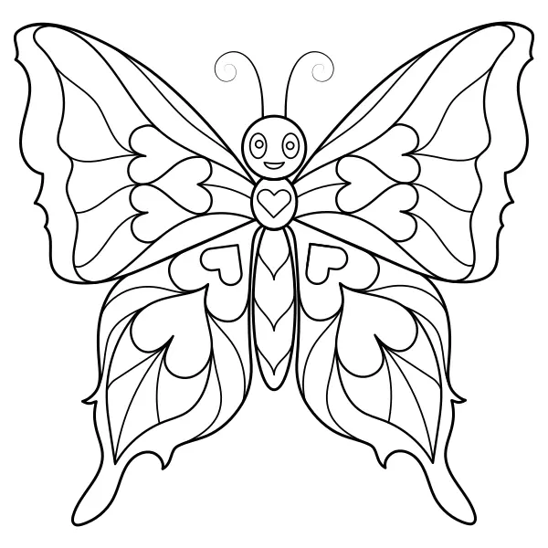 Mandala – borboleta em forma de coração | Desenhos para colorir online para crianças