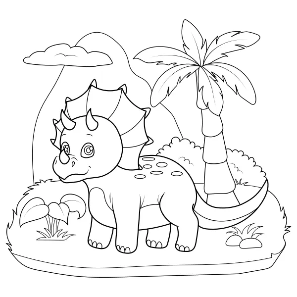 O pequeno dinossauro Triceratops | Desenhos para colorir online para crianças