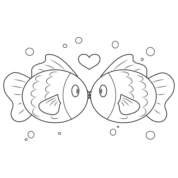 Peixinhos apaixonados | Desenhos para colorir online para crianças