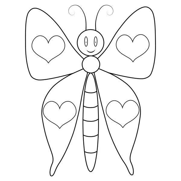 Borboleta com asas em forma de coração | Desenhos para colorir online para crianças