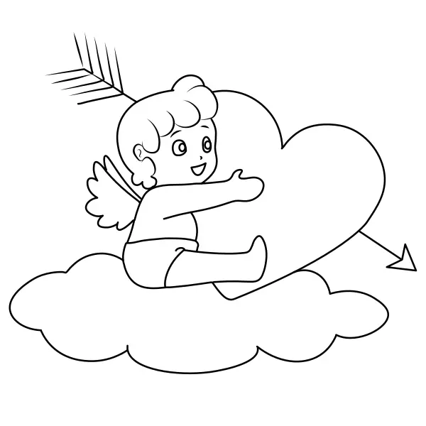 Cupido na nuvem | Desenhos para colorir online para crianças