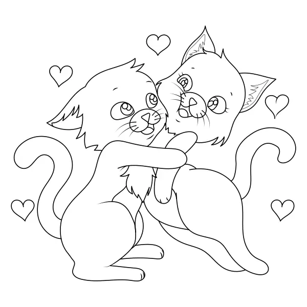 Gatos apaixonados | Desenhos para colorir online para crianças