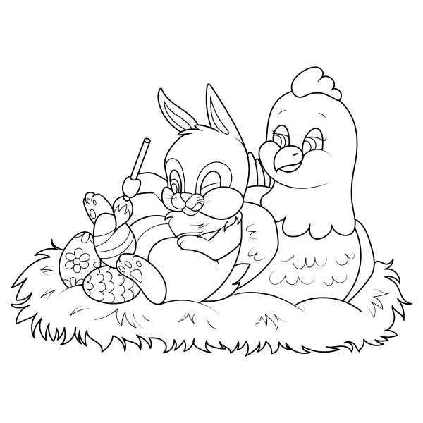 O coelho está a pintar ovos | Desenhos para colorir online para crianças