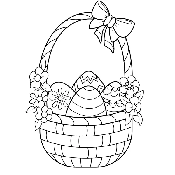 Cesto com ovos de Páscoa | Desenhos para colorir online para crianças