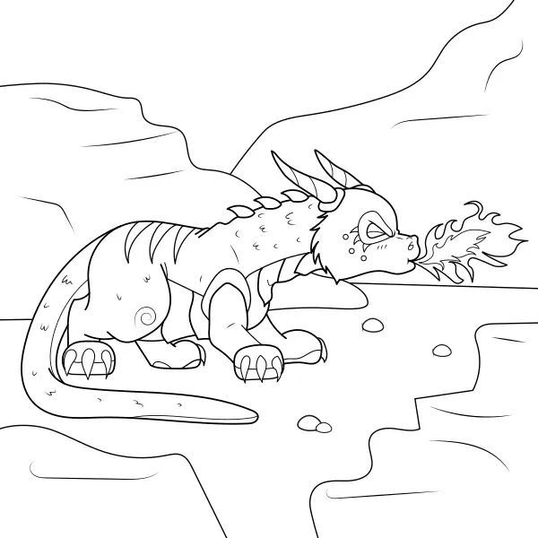 O dragão cospe fogo | Desenhos para colorir online para crianças