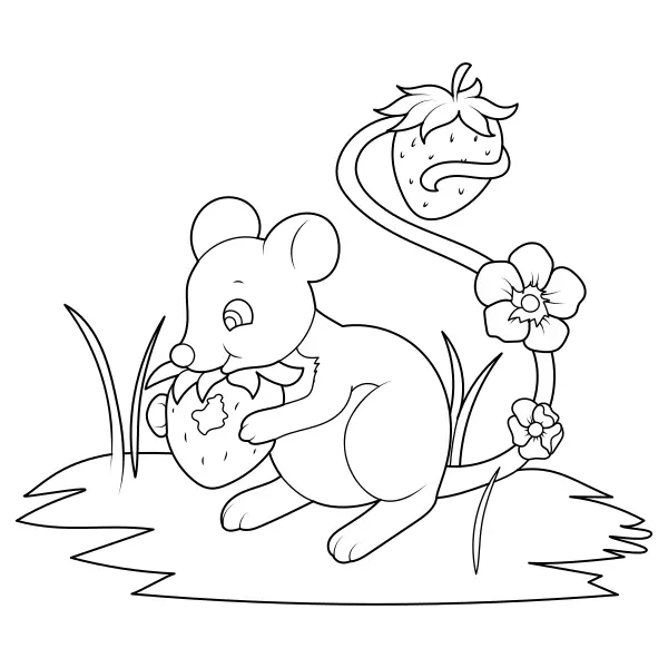 Rato com morango | Desenhos para colorir online para crianças