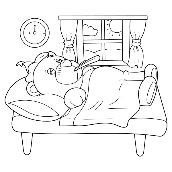 O ursinho com febre | Desenhos para colorir online para crianças