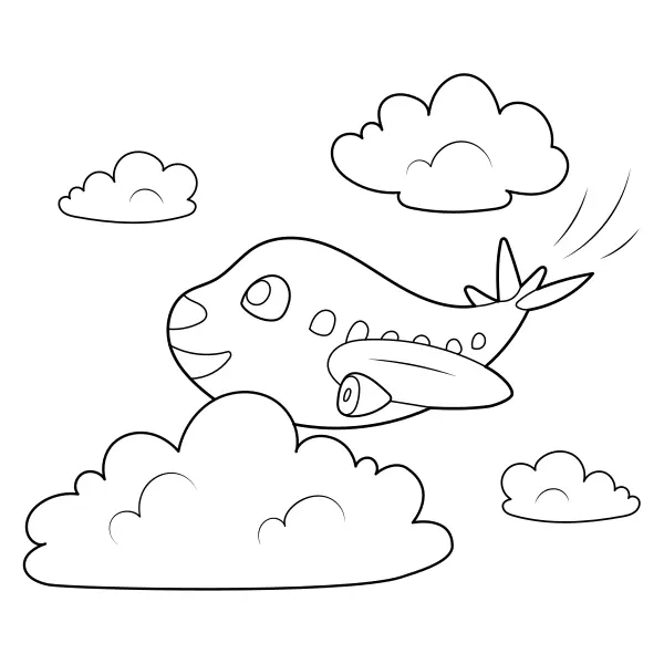 O avião alegre | Desenhos para colorir online para crianças