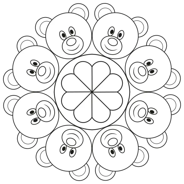 Mandala – Ursinhos | Desenhos para colorir online para crianças