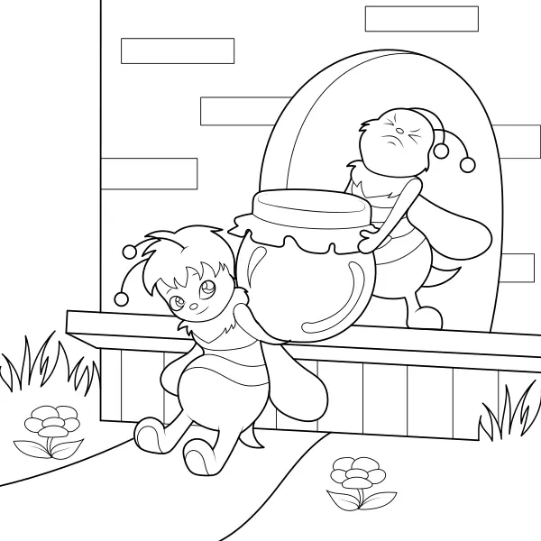 Abelhas com mel | Desenhos para colorir online para crianças