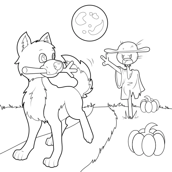 O cão e o espantalho | Desenhos para colorir online para crianças