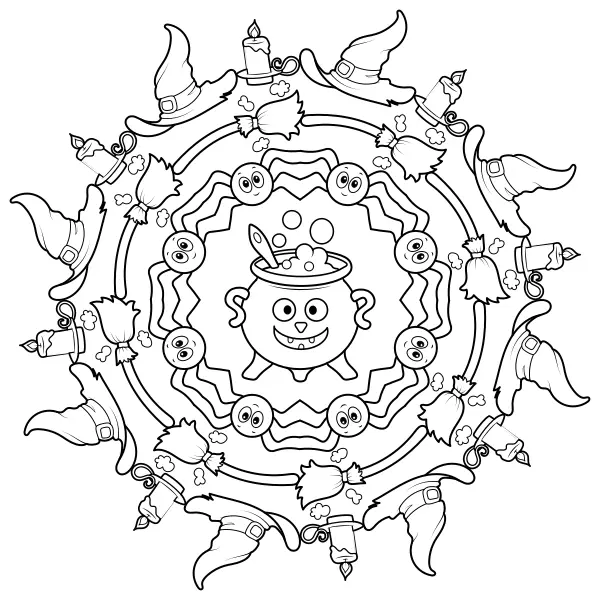 Mandala do Dia das Bruxas | Desenhos para colorir online para crianças