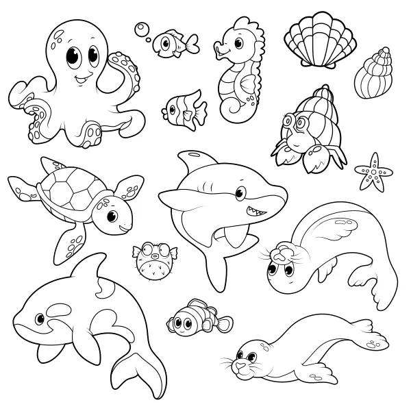 Animais marinhos | Desenhos para colorir online para crianças
