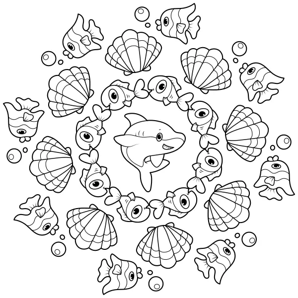 A mandala do tubarão | Desenhos para colorir online para crianças