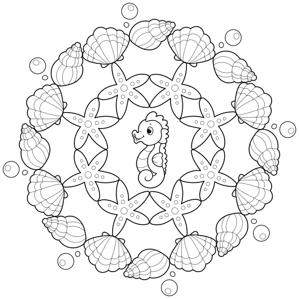 Mandala de conchas | Desenhos para colorir online para crianças