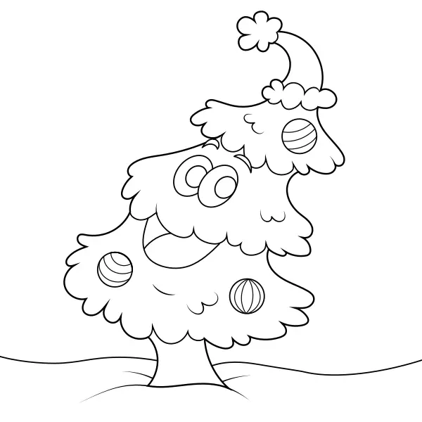 A árvore de Natal feliz | Desenhos para colorir online para crianças