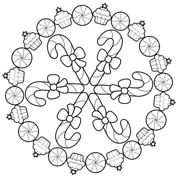 Mandala de doces | Desenhos para colorir online para crianças