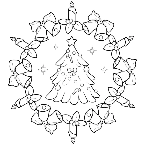 Mandala – Árvore de Natal | Desenhos para colorir online para crianças