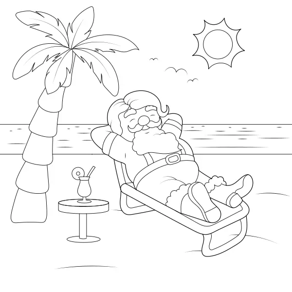 O Pai Natal de férias | Desenhos para colorir online para crianças