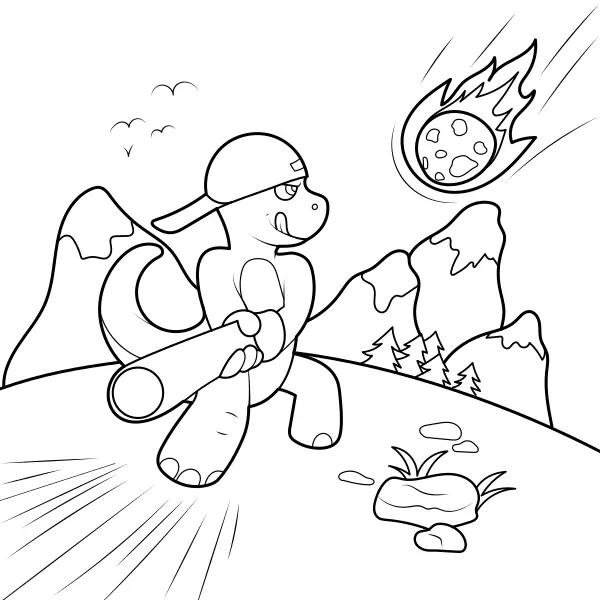 O dinossauro joga basebol | Desenhos para colorir online para crianças