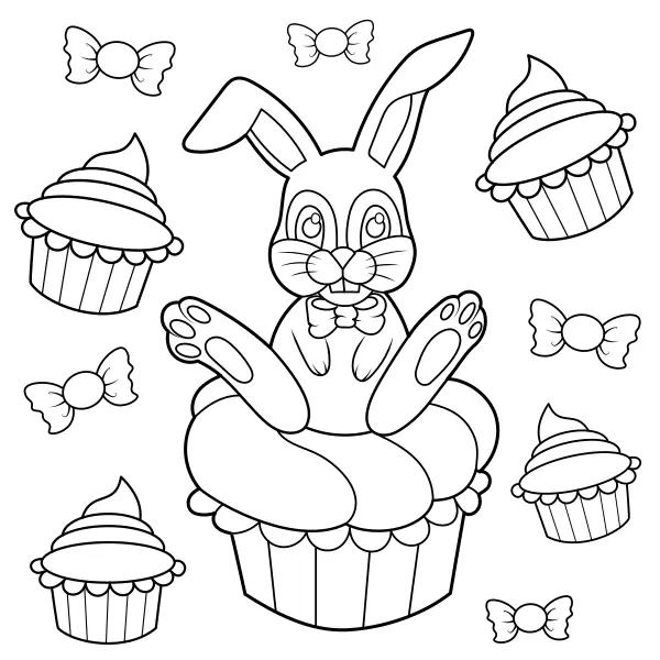 O coelho e os doces | Desenhos para colorir online para crianças