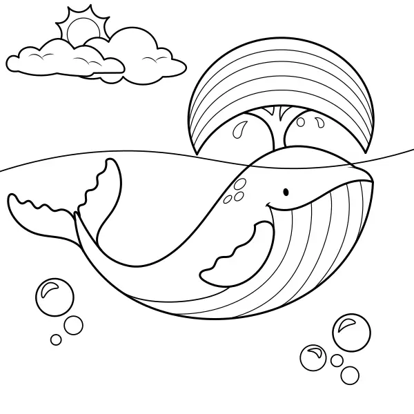 A baleia com o arco-íris | Desenhos para colorir online para crianças