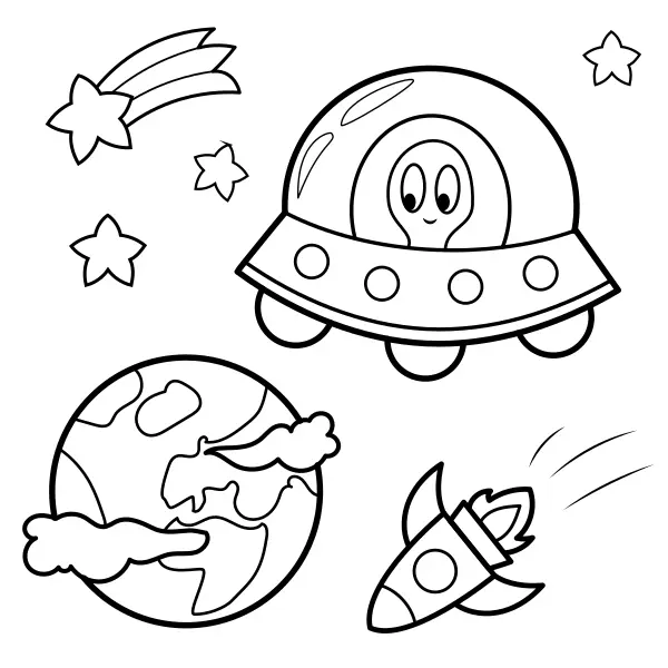 O extraterrestre e a Terra | Desenhos para colorir online para crianças