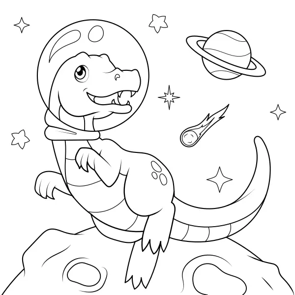 Dinossauro no espaço | Desenhos para colorir online para crianças