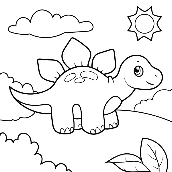 Dinossauro – Pequeno Estegossauro | Desenhos para colorir online para crianças