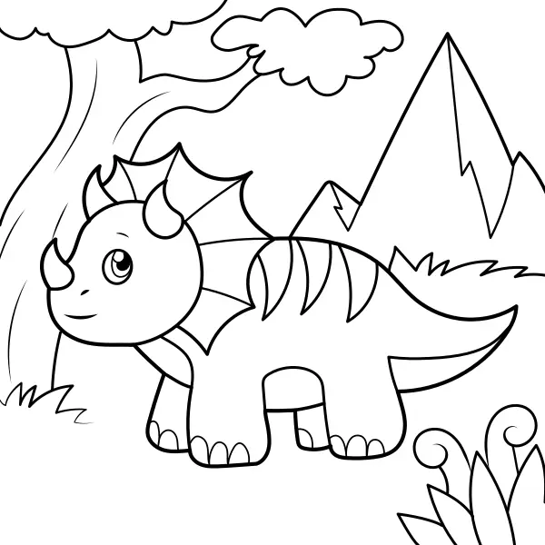 Dinossauro – Pequeno Triceratops | Desenhos para colorir online para crianças