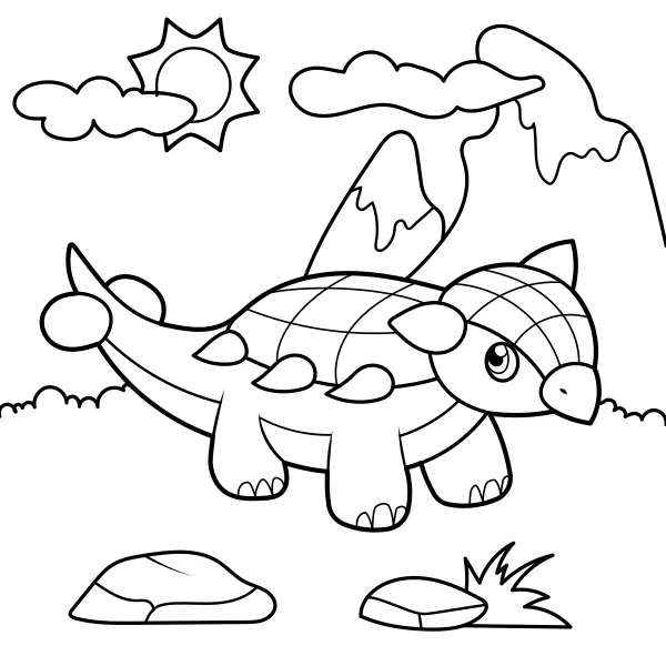 Dinossauro – Pequeno Anquilossauro | Desenhos para colorir online para crianças