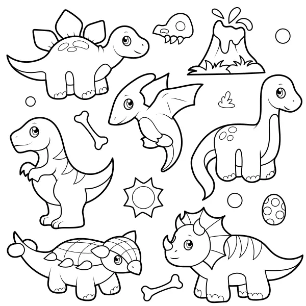 Coleção de dinossauros | Desenhos para colorir online para crianças