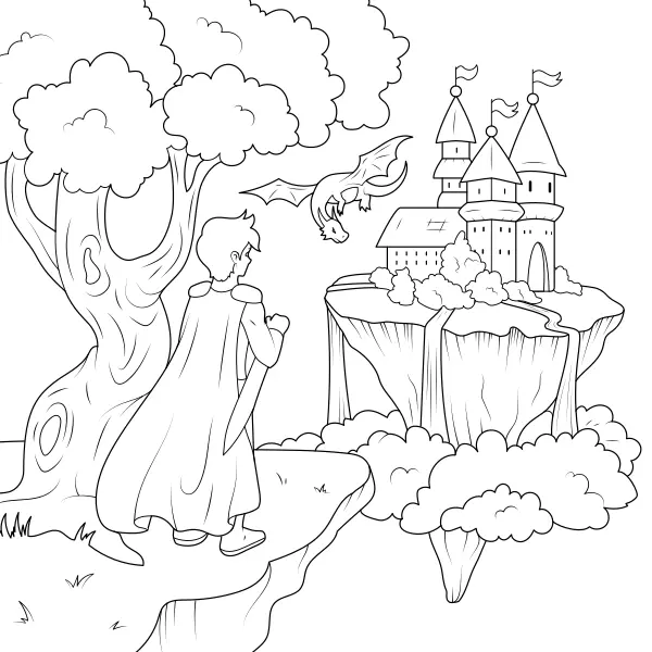O castelo nas nuvens | Desenhos para colorir online para crianças