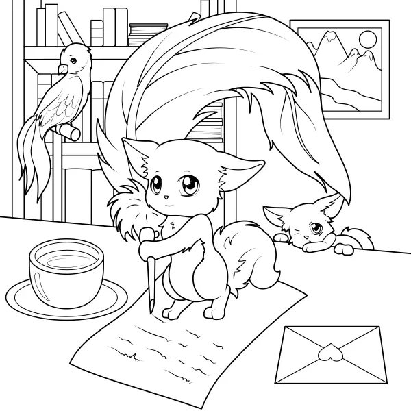 O duende escreve cartas | Desenhos para colorir online para crianças