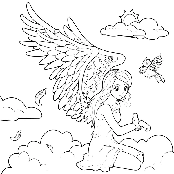 Um anjo nas nuvens | Desenhos para colorir online para crianças