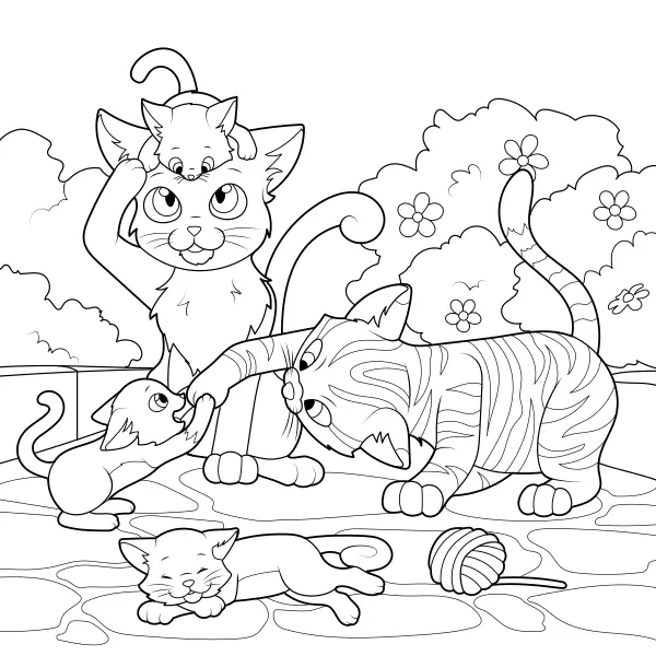 A família dos gatos | Desenhos para colorir online para crianças
