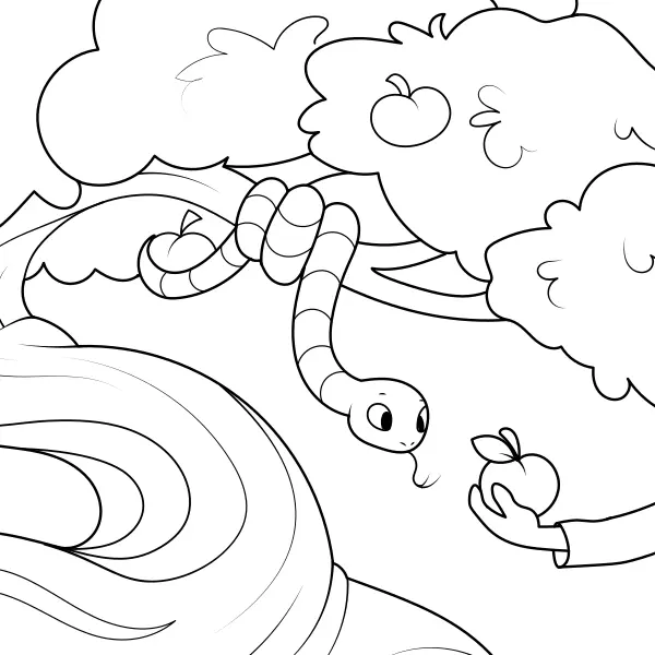 A serpente oferece uma maçã | Desenhos para colorir online para crianças