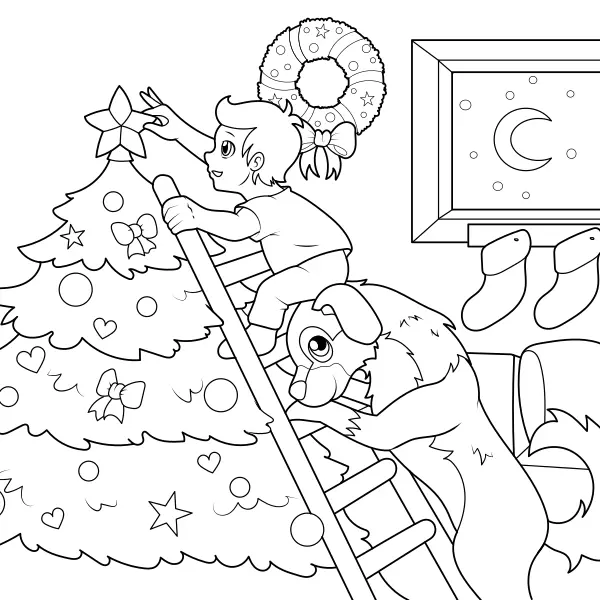 Decoração da árvore de Natal | Desenhos para colorir online para crianças