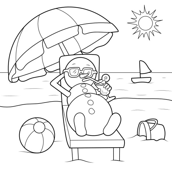 Boneco de neve na praia | Desenhos para colorir online para crianças