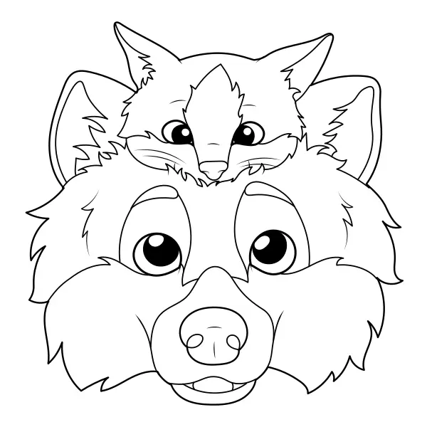 Cão e gato | Desenhos para colorir online para crianças