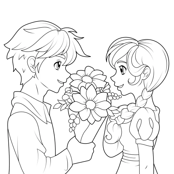 Ramo de flores do Dia dos Namorados | Desenhos para colorir online para crianças